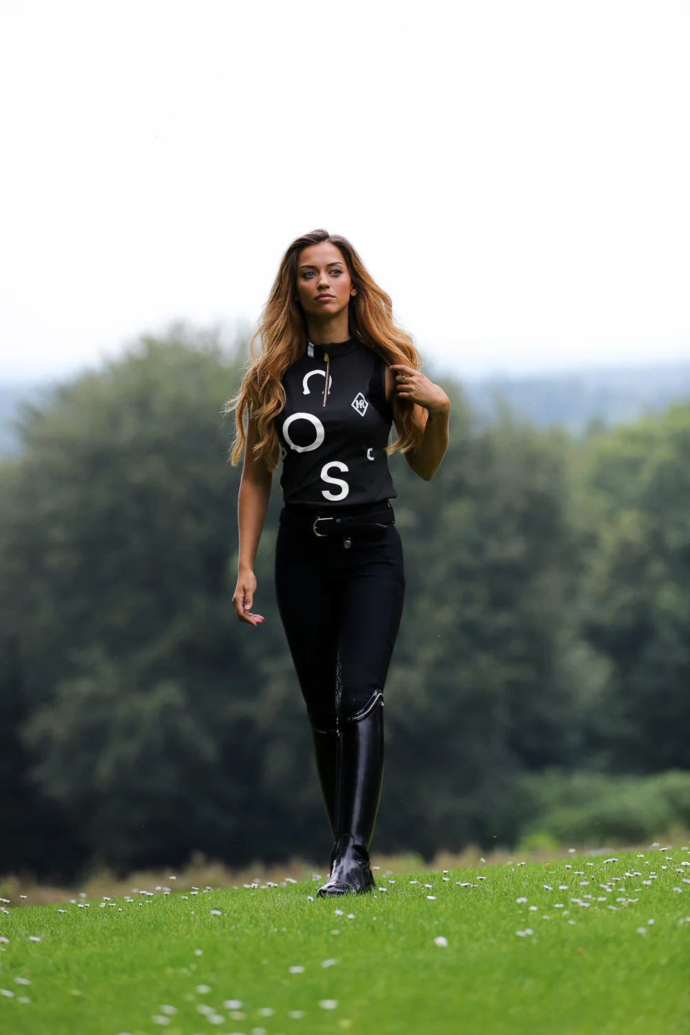 Mrs Ros Jet set logo sleeveless training top- Anthracite