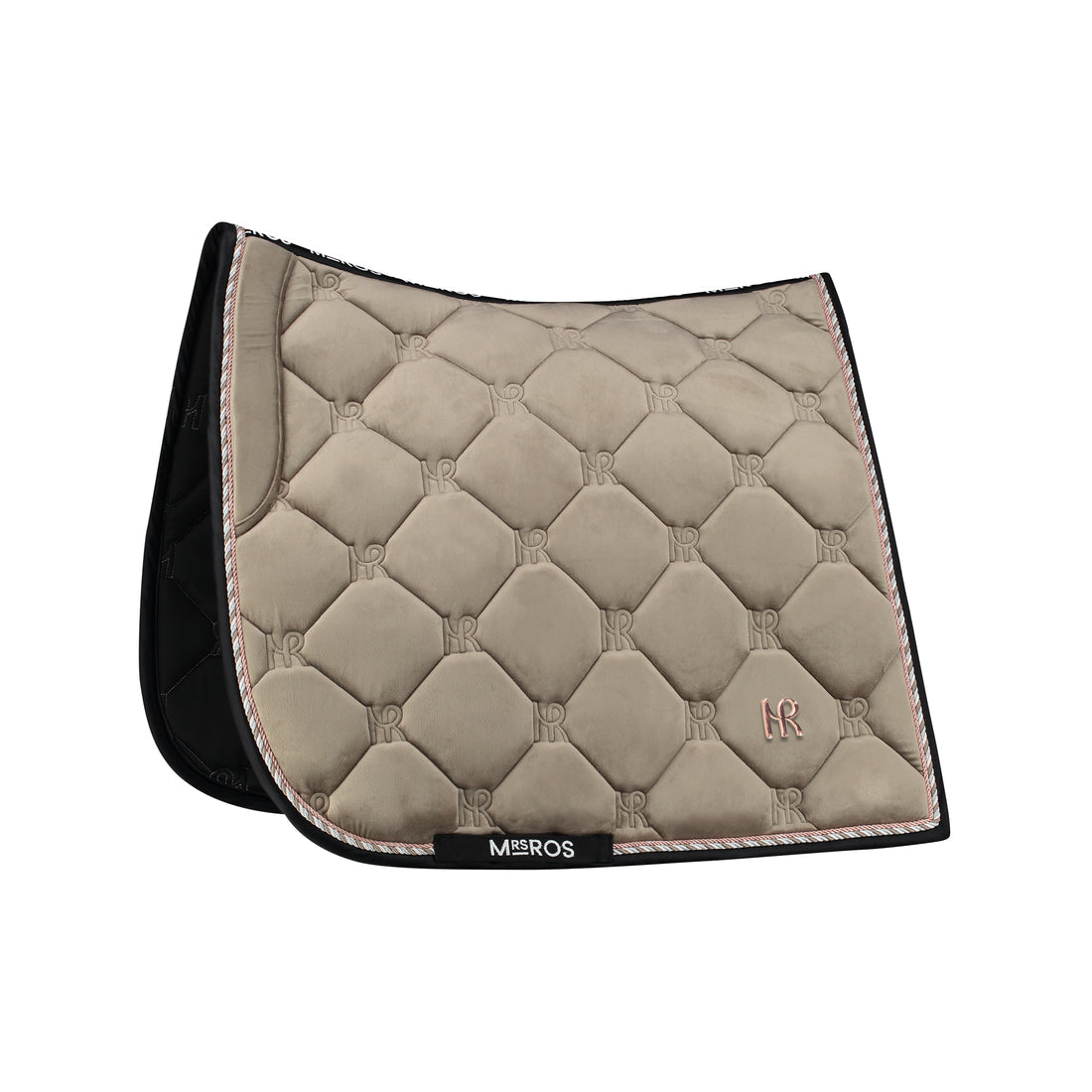 Mrs Ros Charmer Velvet Dressage pad-Taupe