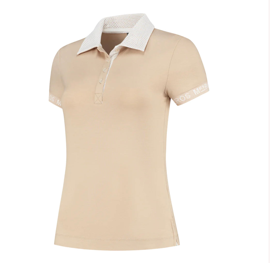 Mrs. Ros Bella polo top- Desert beige