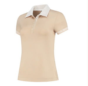 Mrs. Ros Bella polo top- Desert beige