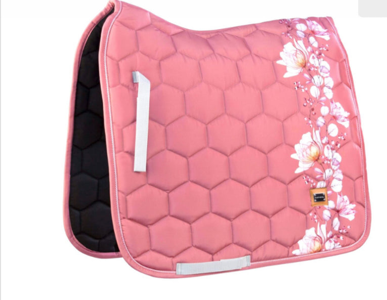 DotiBel Saddle pad Pink&Grey flowers