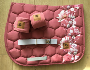 DotiBel Saddle pad Pink&Grey flowers